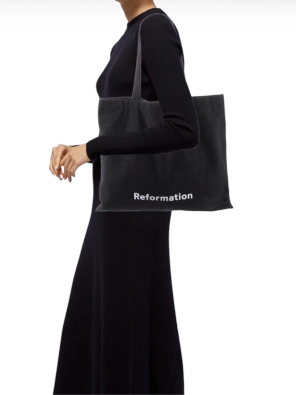 Reformation Black Canvas Logo Tote - Picture 3 of 5